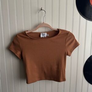 Princess Polly Brown Fitted Crop T-Shirt